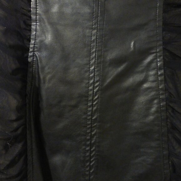 BEBE black ruched mesh and faux leather strapless tube dress - Picture 9 of 14